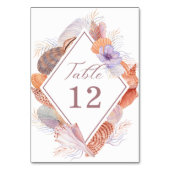 Beach Seashells Wasserfarben Coastal Chic Hochzeit Tischnummer (Vorderseite)