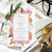Beach Seashells Watercolor Coastal Chic Flat Menü Menükarte