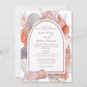Beach Seashells Watercolor Coastal Chic Hochzeit i Einladung (Vorderseite)