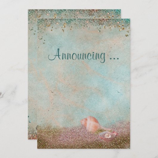 Beach Seashells Wedding Einladung (Vorne/Hinten)