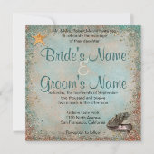 Beach Seashells Wedding Einladung (Vorderseite)