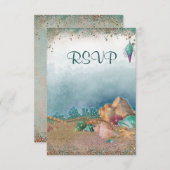 Beach Seashells Wedding RSVP Karte (Vorne/Hinten)