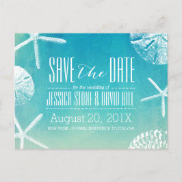Beach Seashells Wedding Watercolor Save the Date Ankündigungspostkarte