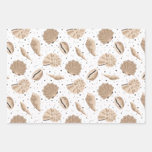 Beach Seashells Wrapping Paper Set 3 Geschenkpapier Set (Vorderseite 2)