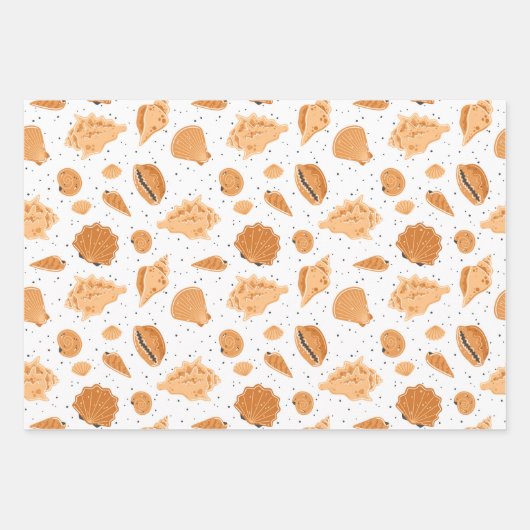 Beach Seashells Wrapping Paper Set 3 Geschenkpapier Set (Vorderseite)