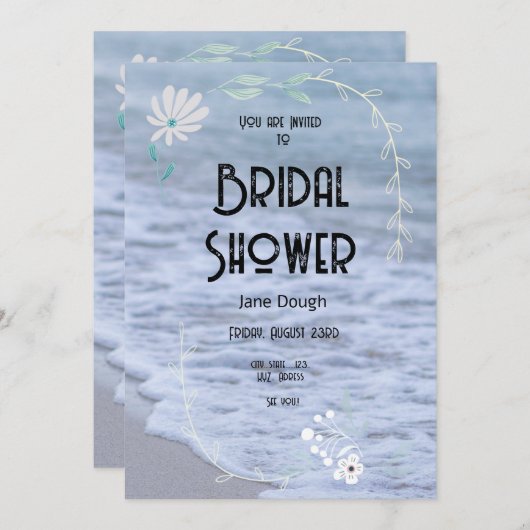 Beach Seashore Bridal Dusche Einladung (Vorne/Hinten)