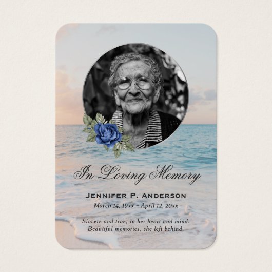 Beach Seashore Navy Blue Floral Memorys Karten (Vorderseite)