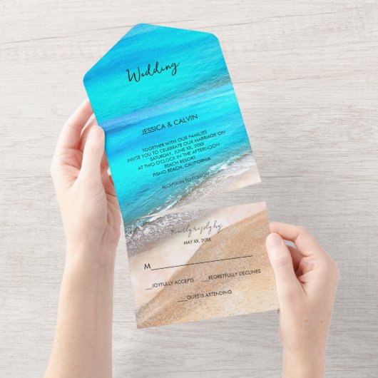Beach Seaside 3 in 1. Einladung zur Hochzeit (Abreißen)
