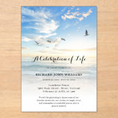Beach Seaside Ocean Celebration of Life Funeral Acryleinladungen (Vorderseite)
