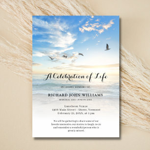Beach Seaside Ocean Celebration of Life Funeral bl Einladung