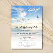 Beach Seaside Ocean Celebration of Life Funeral bl Einladung