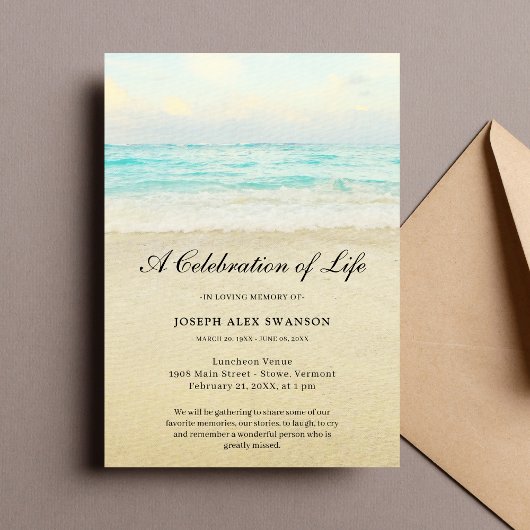Beach Seaside Ocean Celebration of Life Funeral Einladung