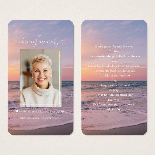 Beach Seaside Ocean Sunset Foto Beerdigung Gebet (Vorne & Hinten)