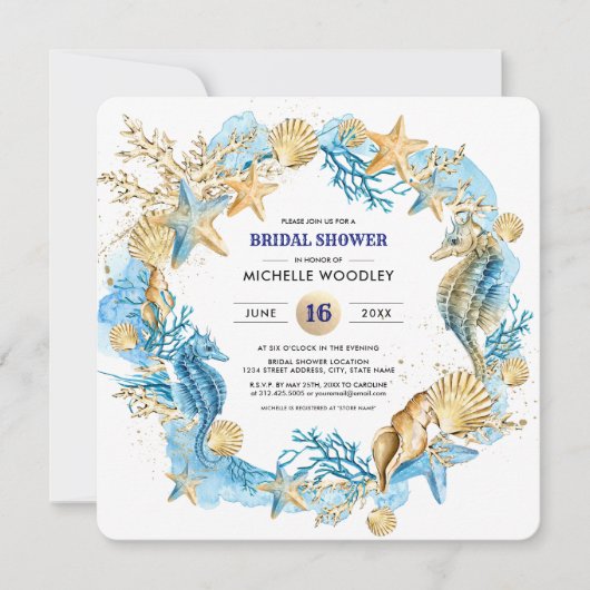 Beach | Seaside Seashells Brautparty Einladung (Vorderseite)