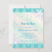 Beach Seepferd Aqua Wedding Save the Date (Vorderseite)