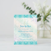 Beach Seepferd Aqua Wedding Save the Date (Stehend Vorderseite)
