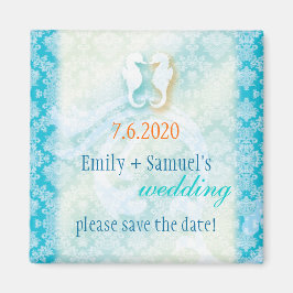 Beach Seepferd Hochzeit Sichern Sie das Datum Magnet