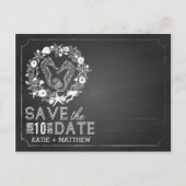 Beach Seepferd Seashell Chalkboard Save the Date Ankündigungspostkarte (Rückseite)