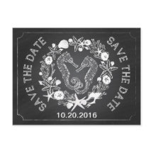 Beach Seepferd Seashell Chalkboard Save the Date