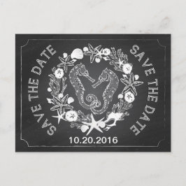 Beach Seepferd Seashell Chalkboard Save the Date Ankündigungspostkarte