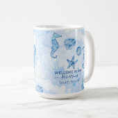 Beach Seepferd Starfish Muscheln Willkommensfamili Kaffeetasse (VorderseiteRechts)