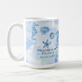 Beach Seepferd Starfish Muscheln Willkommensfamili Kaffeetasse