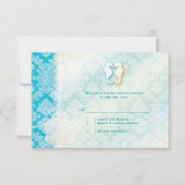 Beach Seepferd Türkis Wedding RSVP (Vorderseite)