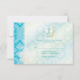 Beach Seepferd Türkis Wedding RSVP Karte