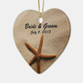 Beach Serenity Keepake Hochzeitsfeier Keramikornament (Links)