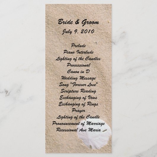 Beach Serenity Wedding Program Card Programm (Rückseite)
