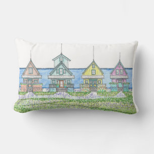 Beach Shack Life 1; Lumbar Kissen; blau Lendenkissen