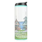 Beach Shack Life 1; Thermal Tumbler; Cyan Thermosbecher (Nach links gedreht)