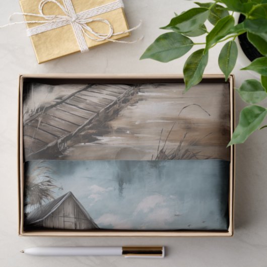 Beach Shack rustikale Küstenmalerei Dekoupage Seidenpapier (Geschenk)