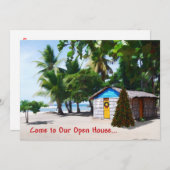 Beach Shack unter den Palmen zu Weihnachten Einladung (Vorne/Hinten)