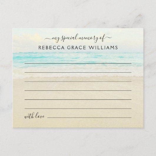 Beach Share A Memory Foto Beerdigung Postkarte (Vorderseite)