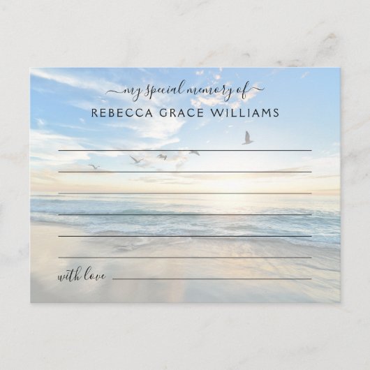 Beach Share A Memory Foto Beerdigung Postkarte (Vorderseite)