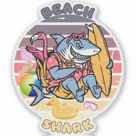 Beach Shark Adventures Aufkleber (Vorderseite)