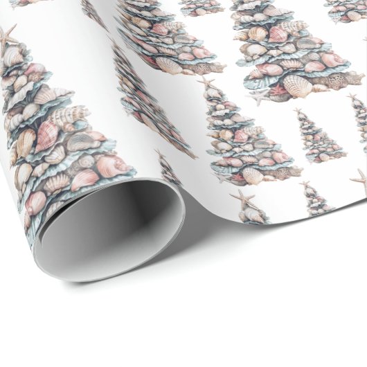 Beach Shell Christmas Tree Pattern Geschenkpapier (Rolleneckpunkt)