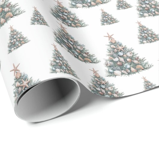 Beach Shell Christmas Tree Pattern Geschenkpapier (Rolleneckpunkt)