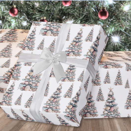 Beach Shell Christmas Tree Pattern Geschenkpapier