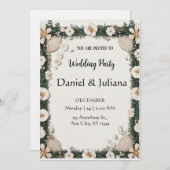 Beach Shell & Floral Frame Engagement Invitation Einladung (Vorne/Hinten)