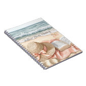 Beach Shells Ocean Peach Bow Hat Blanket Notizblock (Rechte Seite)