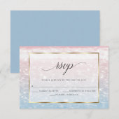 Beach Shimmer Pink Ocean Waters RSVP Karte (Vorne/Hinten)