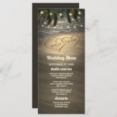 Beach Shore Herz in den Sand Wedding Menu Cards Menükarte (Vorne/Hinten)