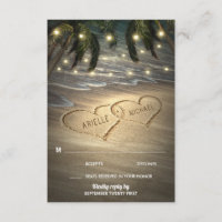 Beach Shore Herz in den Sand Wedding RSVP Cards