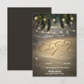 Beach Shore Herz in den Sand Wedding RSVP Cards Karte (Vorne/Hinten)