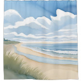 Beach Shore Walk | Coastal Ocean Watercolor Duschvorhang (Vorderseite)