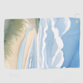 Beach Shore Walk | Coastal Ocean Watercolor Golfhandtuch (Horizontal)