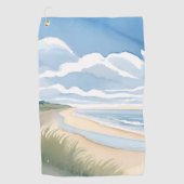 Beach Shore Walk | Coastal Ocean Watercolor Golfhandtuch (Vorderseite)