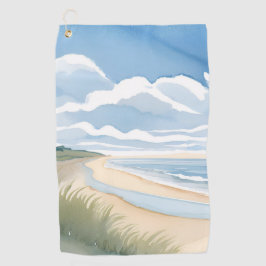 Beach Shore Walk | Coastal Ocean Watercolor Golfhandtuch